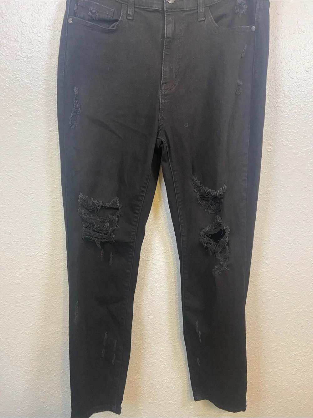 Judy Blue Black Slasher Distressed Boyfriend Fit Jeans Size 11 / 30